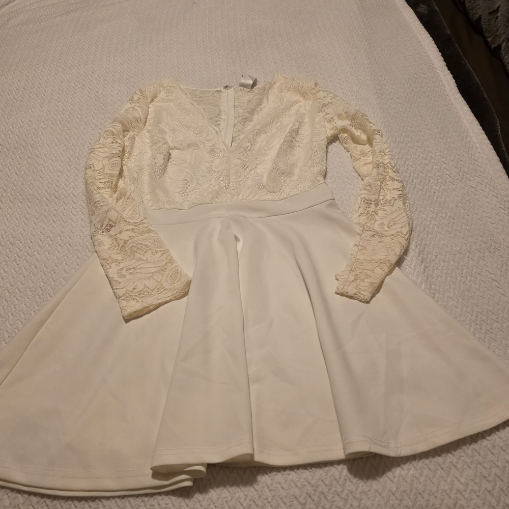 Windsor Cream Lace Fit-and-Flare Dress